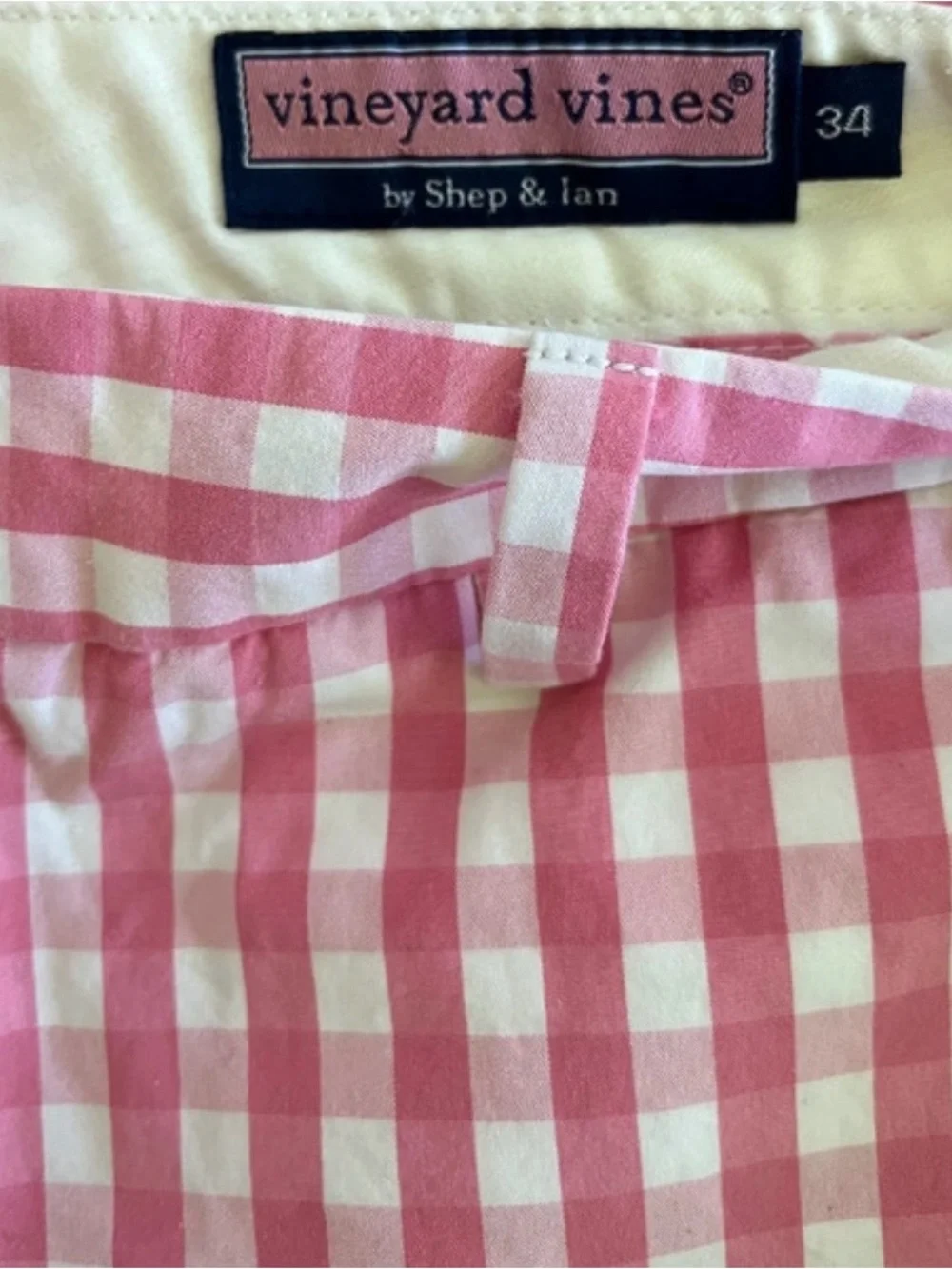 Vineyard Vines Pink and White Gingham Flat-Front Shorts